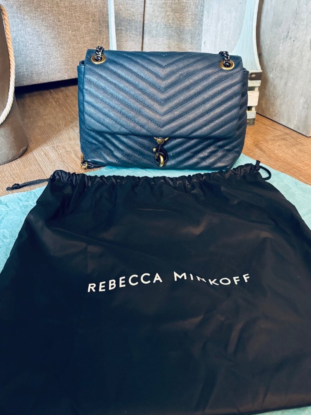 Rebecca Minkoff Edie Flap Quilted Leather Shoulder Bag Blue